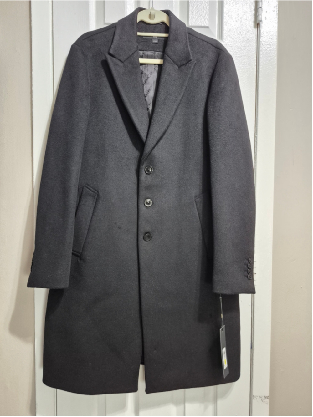 Men's Karl Lagerfeld Wool Blend Pea Coat Black Size M